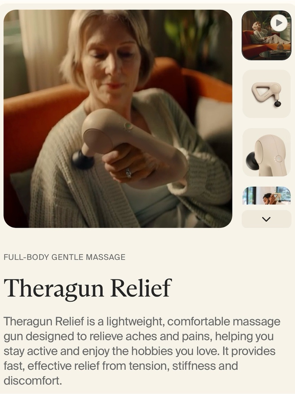 Therabody Theragun Relief Massage Gun - Beige and Black